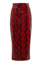 Python-Printed Lacquer Pencil Skirt